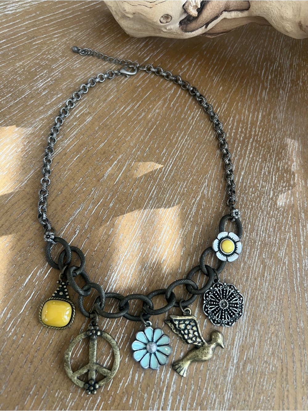 Lucky Brand Yellow and Turquoise Charm Necklace - Picture 2 of 6